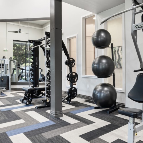 a gym with exercise equipment