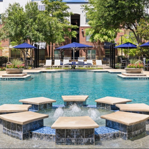 swimming pool with fountains