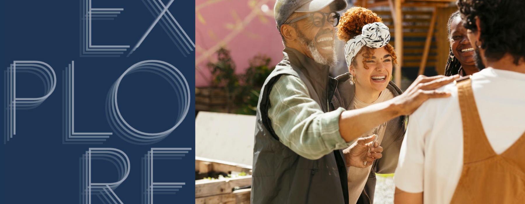 a group of people grilling and laughing